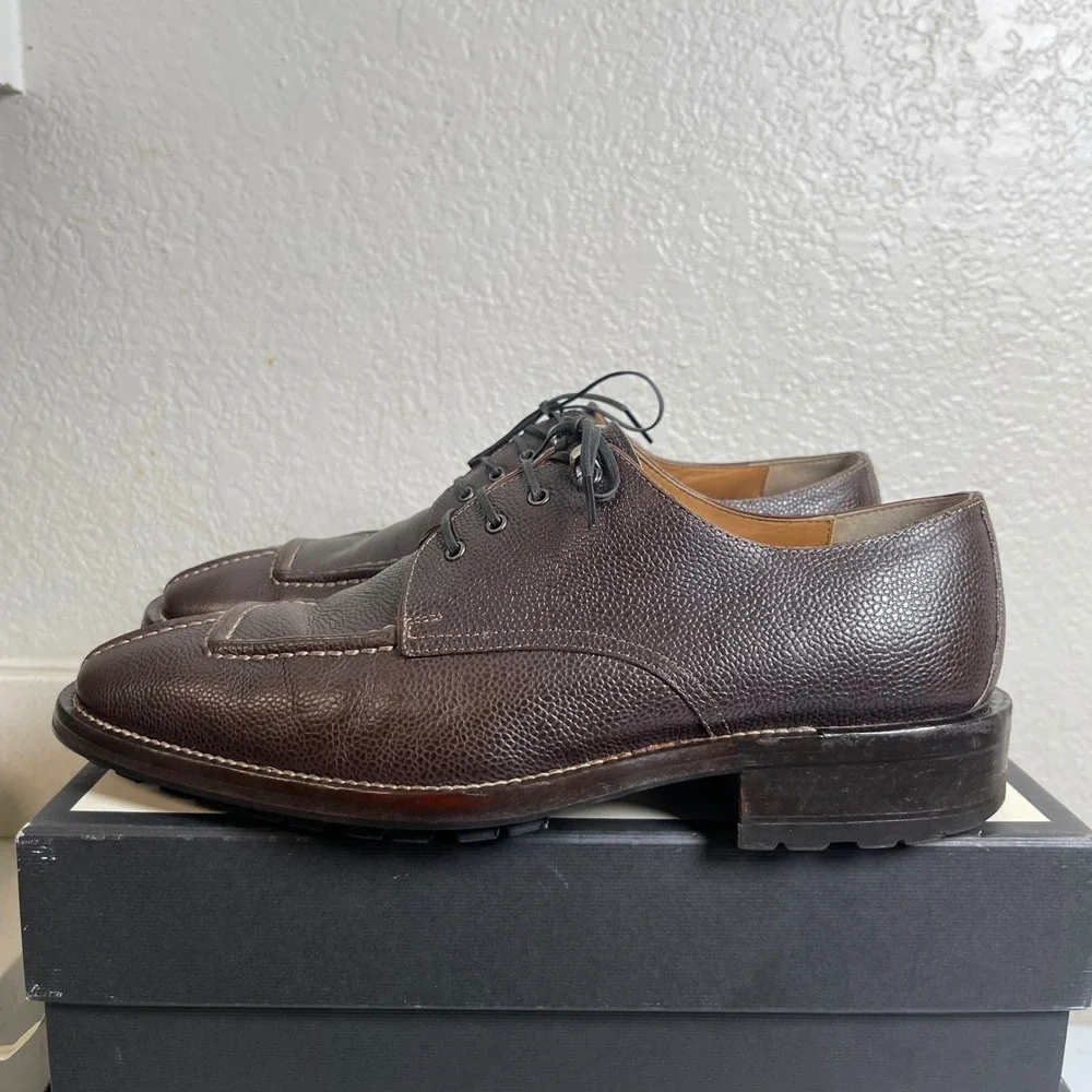 COLE HAAN Brown Pebble Leather Split‎ Toe Oxfords Dress Shoes Men's Size 10 M